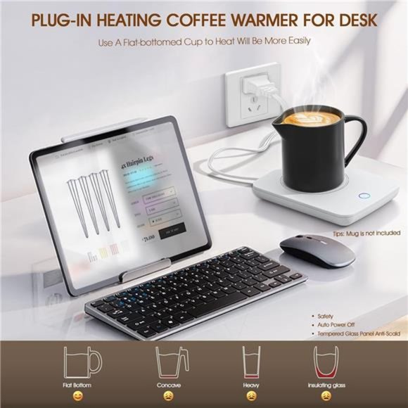 Coffee Warmer for Desk Mug Warmer with Automatic Shut Off Coffee Cup Warmer - Picture 3 of 6